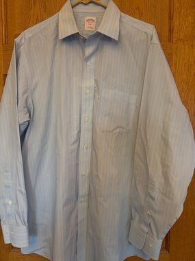Brooks Brothers Blue and White Fine-Stripe Dress Shirt